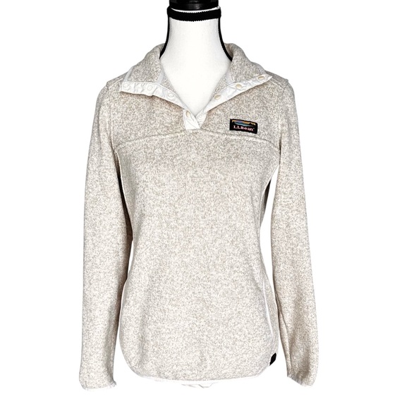 L.L. Bean Tops - L.L.Bean‎ Classic Outdoorsy Gorpcore Sweater Fleece Pullover - Tan/Oatmeal - XS